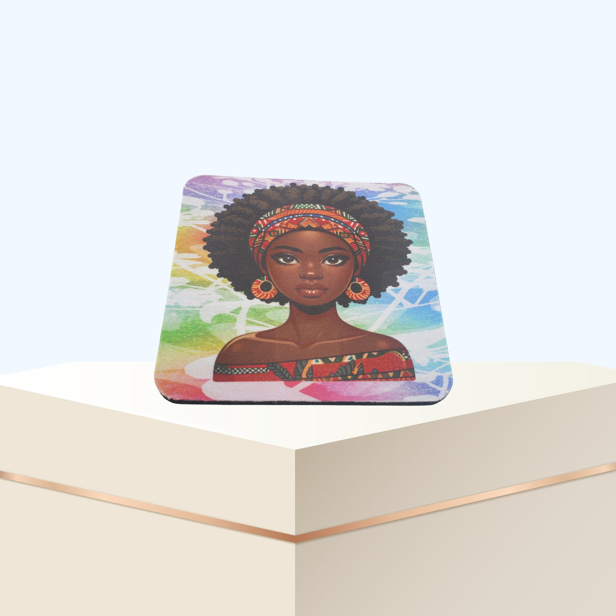 African Girl 4x4 Neoprene Coaster – Black Girl Home & Office Decor