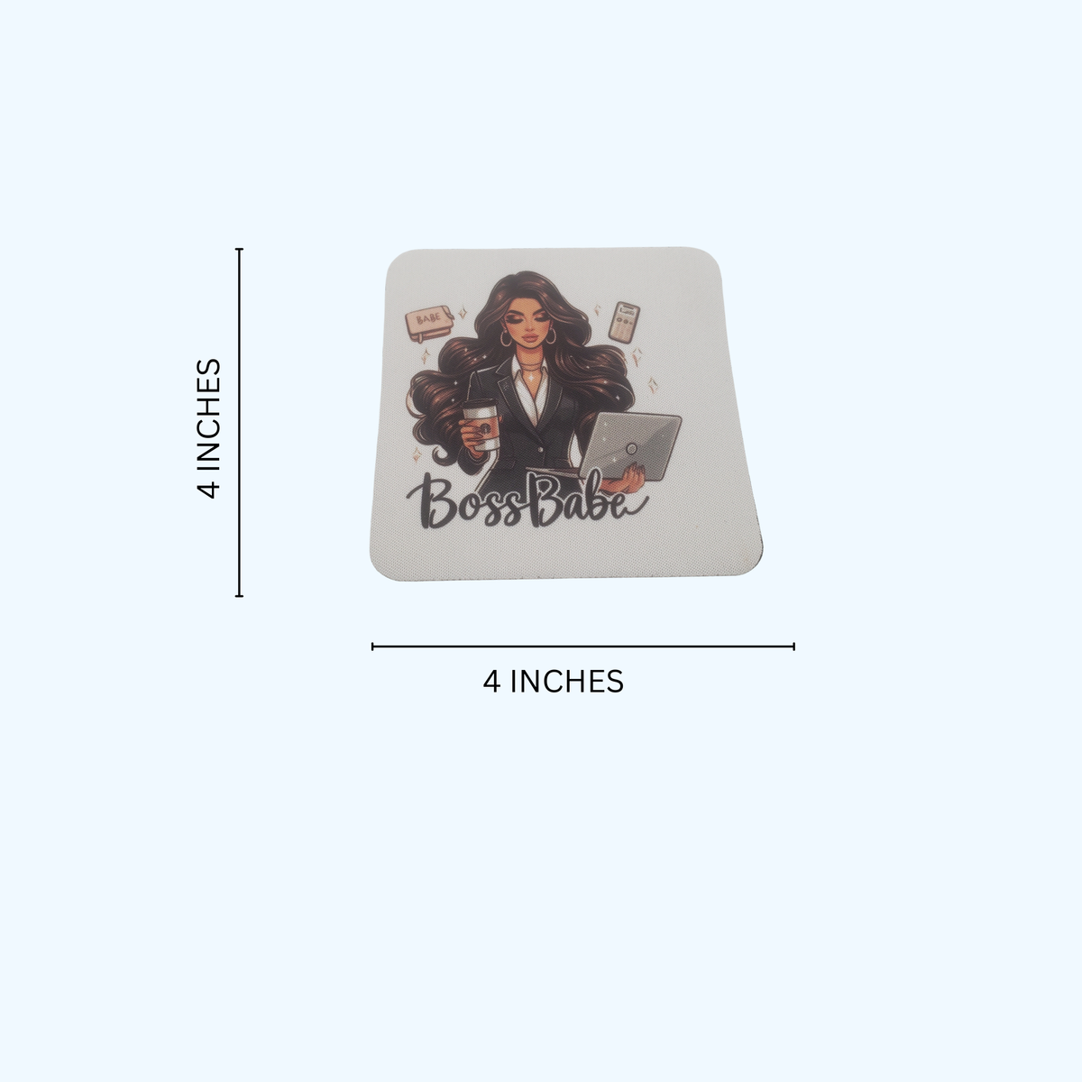 Boss Babe Neoprene Coaster | 4 x 4 Inch Drink Coaster | Cute Office Desk Accessory | Coffee Mug Coaster | Gift for Entrepreneurs