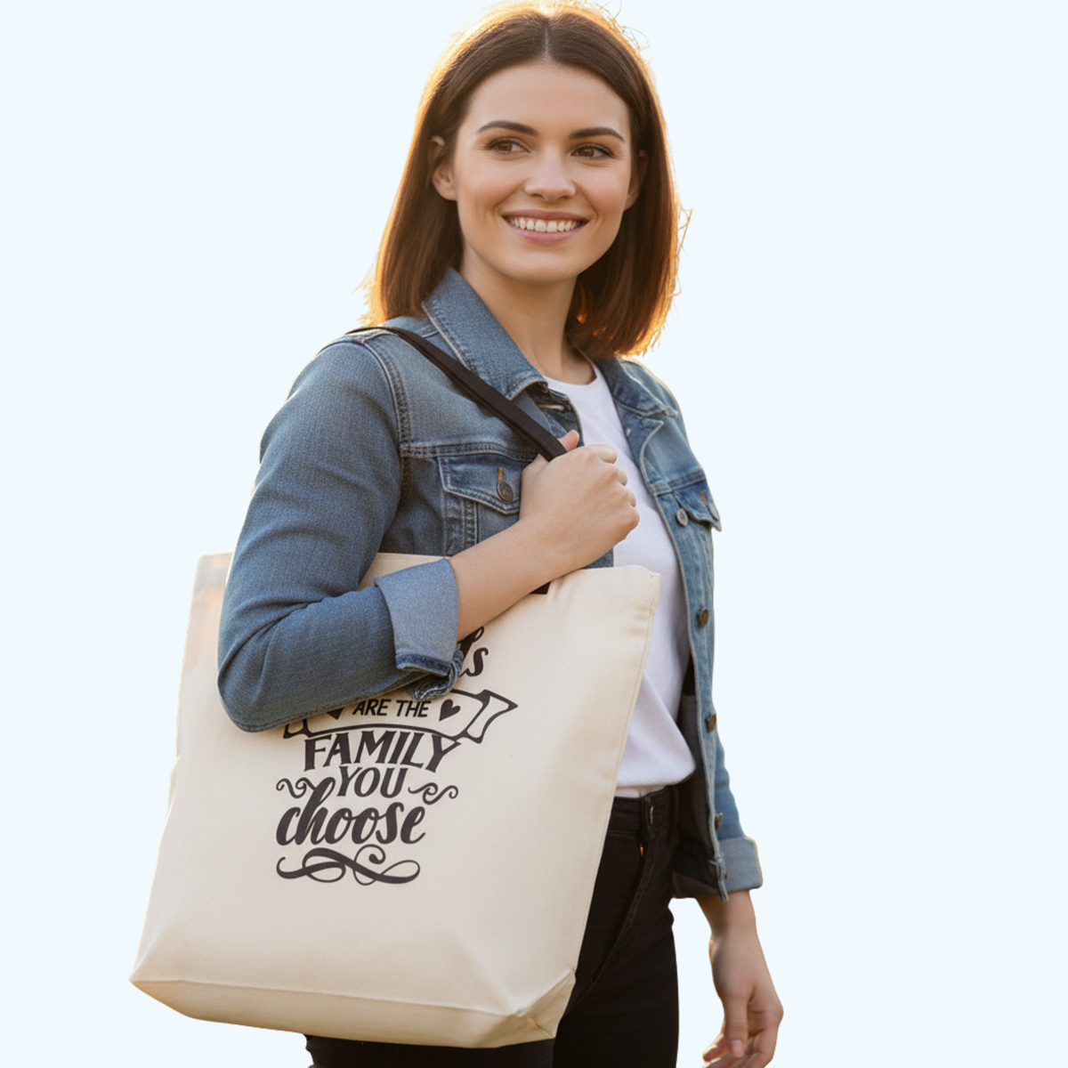 Friends Are the Family You Choose Polyester Tote Bag – 13.5" x 14" Reusable Tote