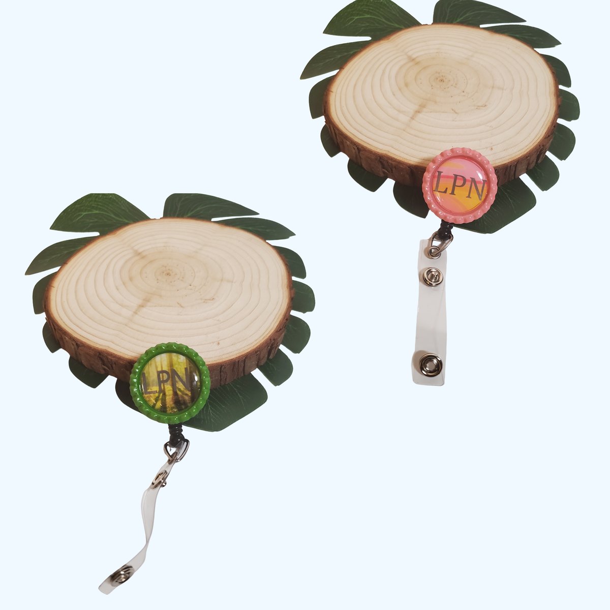 LPN Badge Reel with Retractable ID Holder – Decorative Flattened Bottle Cap Nurse Badge Reel – Practical Nursing Gift