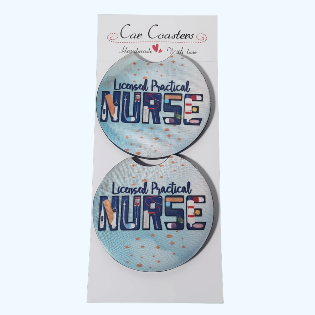 LPN Neoprene Car Coaster | 2.75" Round Absorbent Cup Holder Coaster | Licensed Practical Nurse Gift | Nurse Car Accessory