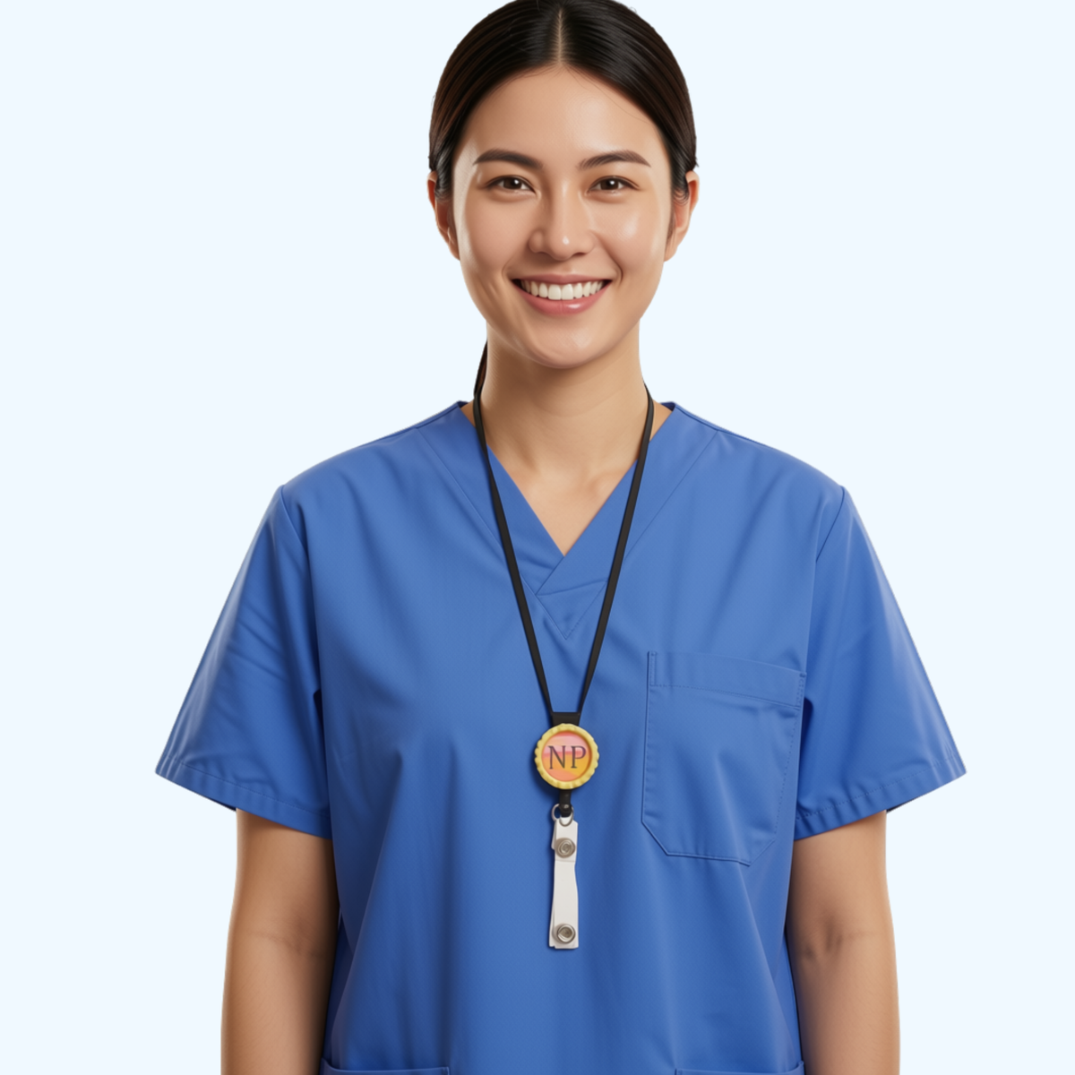 Nurse Practitioner (NP) Badge Reel – Retractable ID Holder with Decorative Flattened Bottle Cap | Gift for NP Nurses