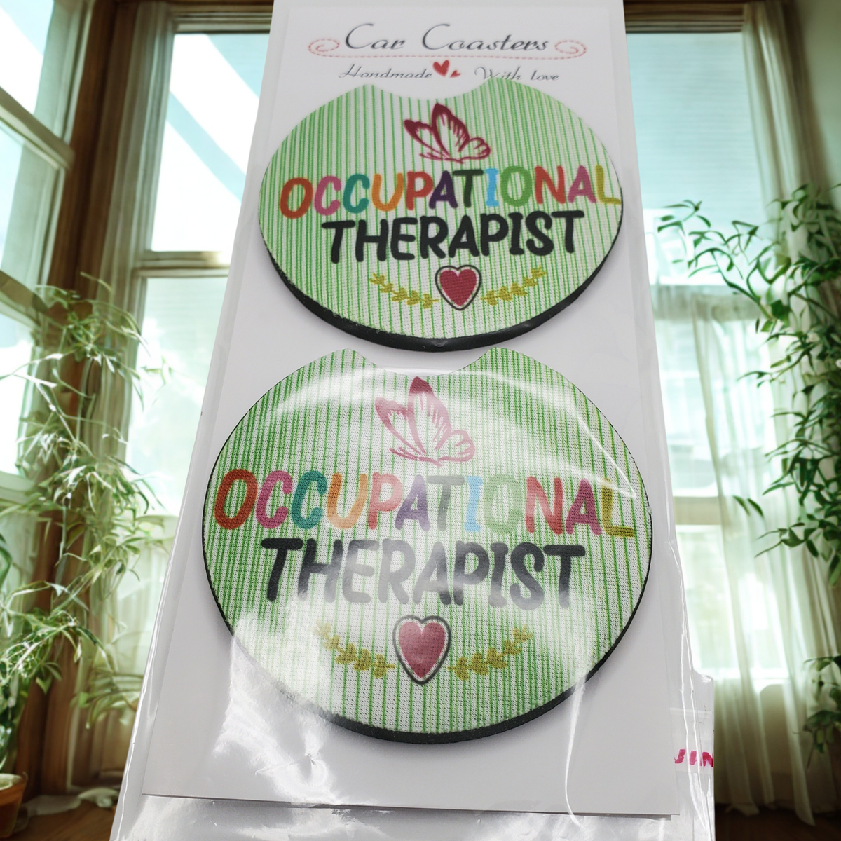 Occupational Therapy Car Coaster – 2.75" Neoprene Absorbent Cup Holder Coaster – Occupational Therapist Gift
