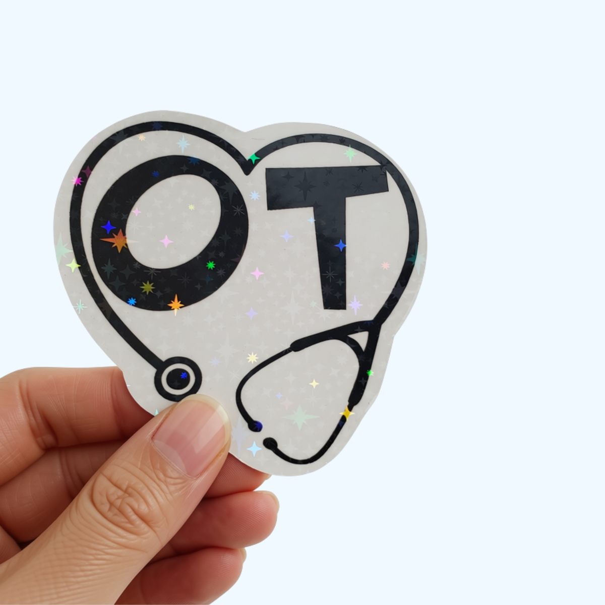Occupational Therapy Sticker – Heart Stethoscope Holographic OT Sticker
