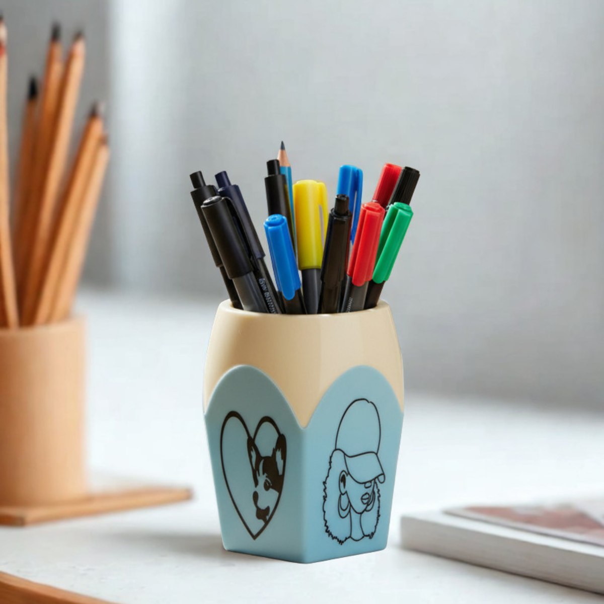 Pencil-Shaped Pen & Pencil Holder | Cute Desktop Organizer | Pencil Cup for Office, Teacher & Student Desk