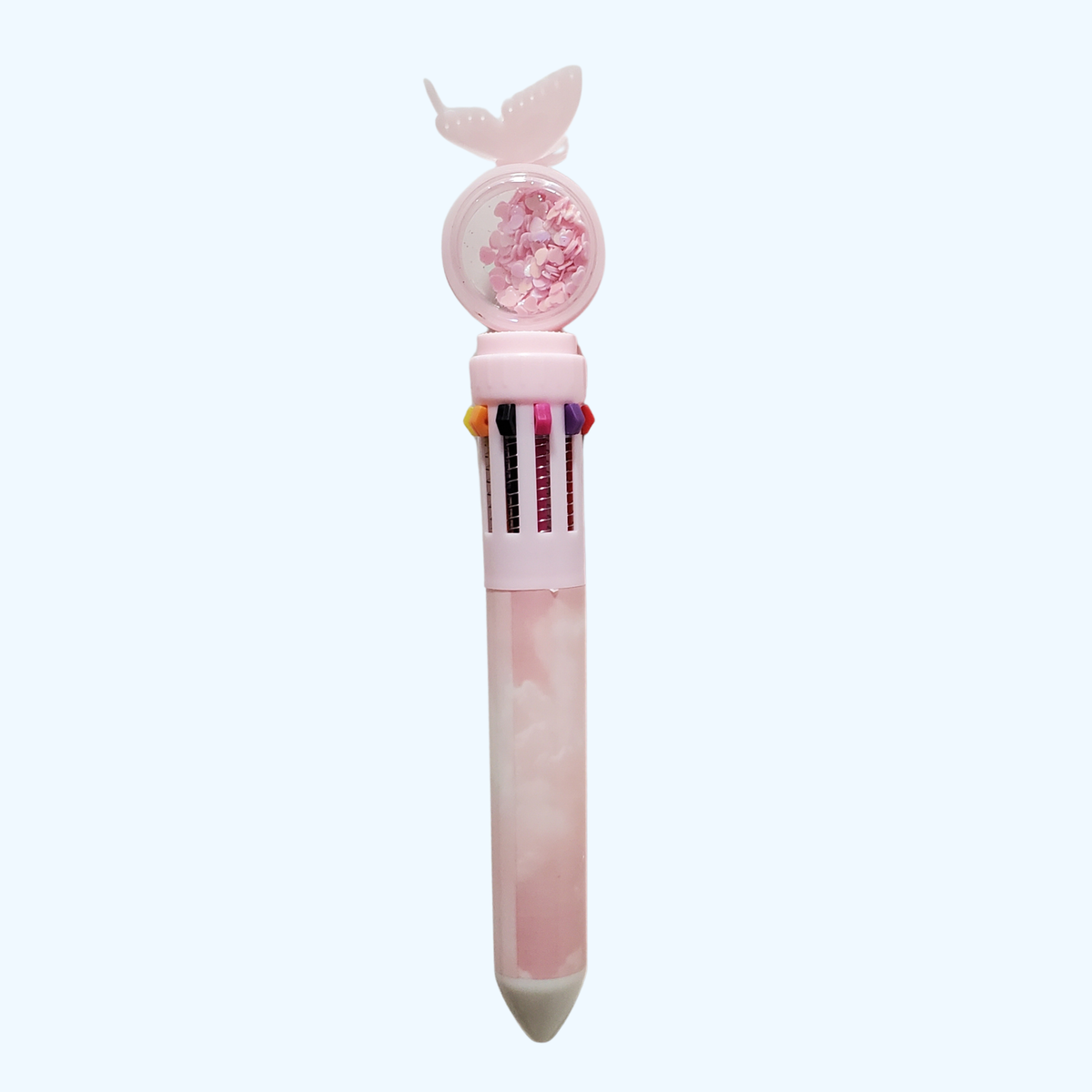 10 Inks Butterfly Pen – 10-Color Retractable Ballpoint Pen | Fun Multicolor Writing Pen for School, Office & Journaling