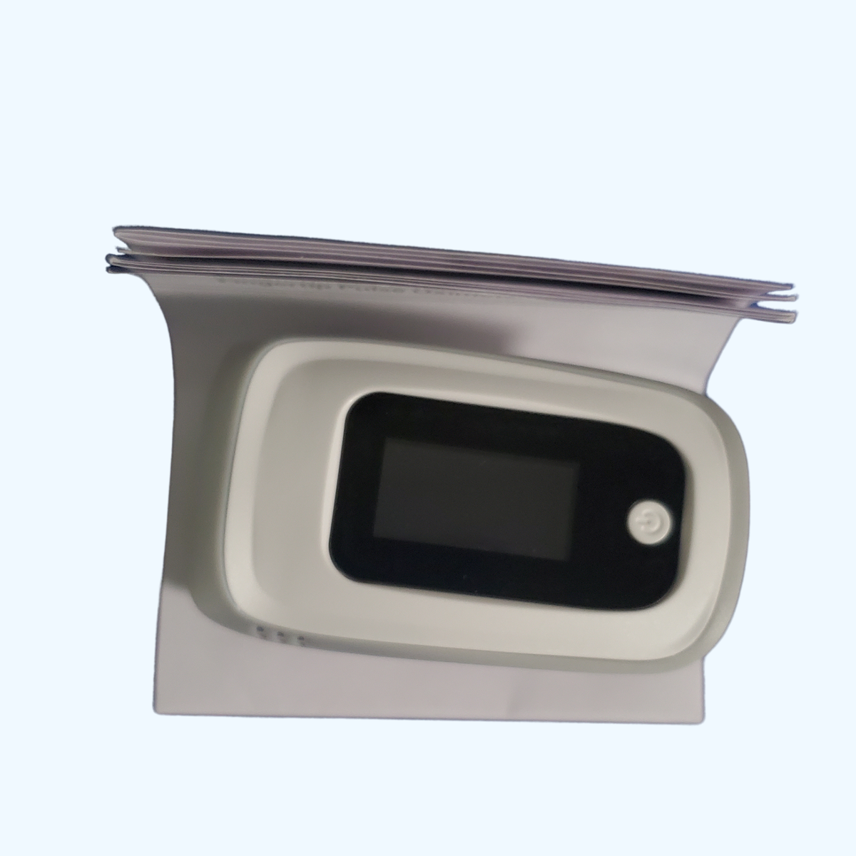 Fingertip Pulse Oximeter – White with Gray Accent SpO2 Oxygen Saturation Monitor with Lanyard