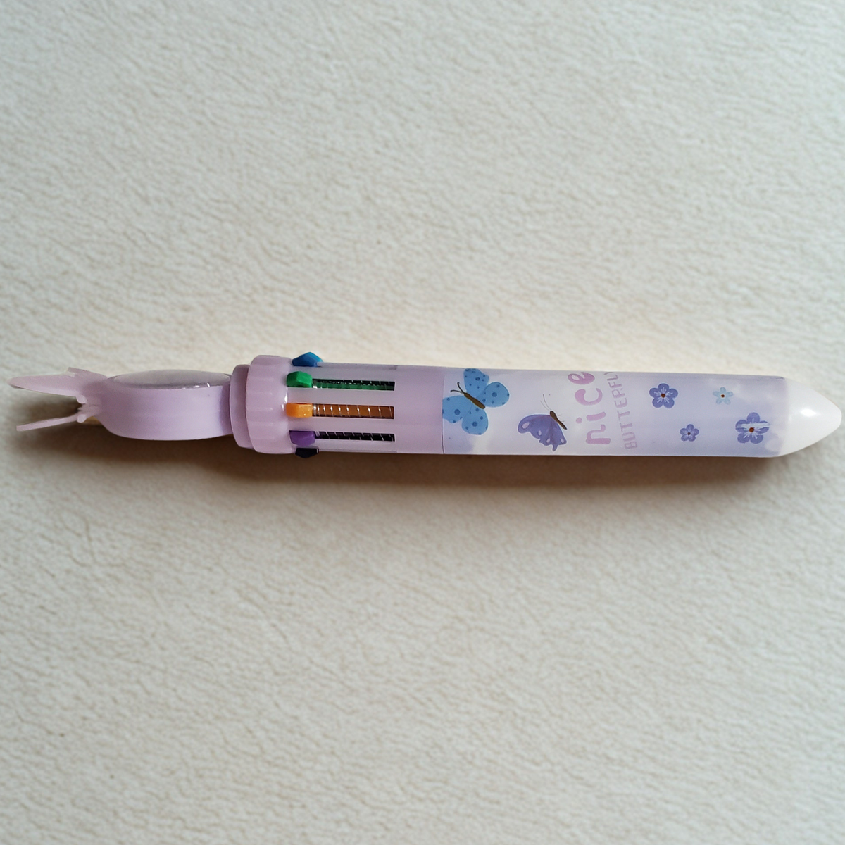 10 Inks Butterfly Pen – 10-Color Retractable Ballpoint Pen | Fun Multicolor Writing Pen for School, Office & Journaling