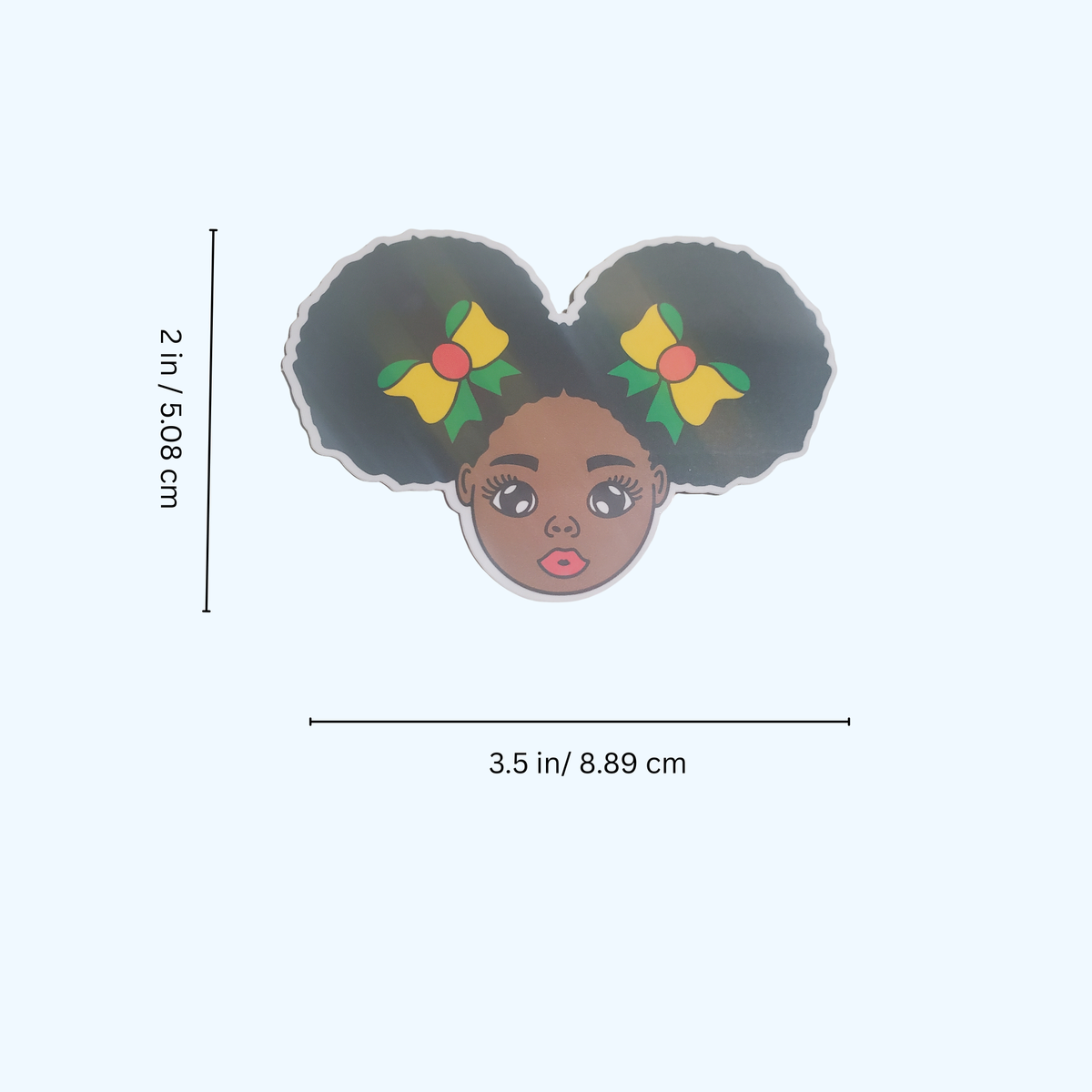 Afro with Bows Sticker – Cute Afro Hair Sticker, Natural Hair Sticker, Laminated Sticker