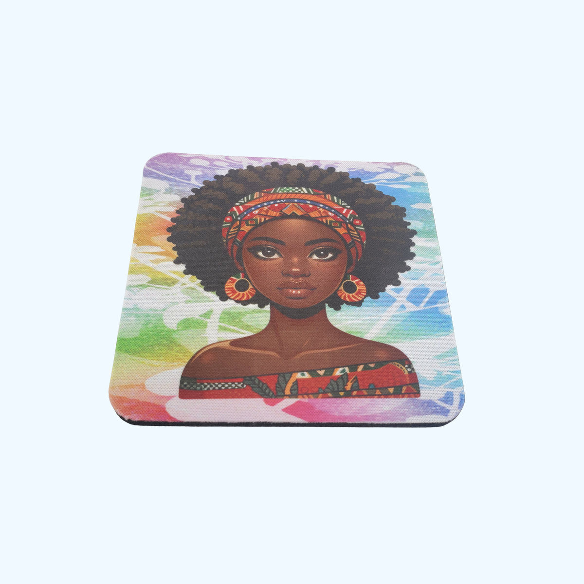 African Girl 4x4 Neoprene Coaster – Black Girl Home & Office Decor