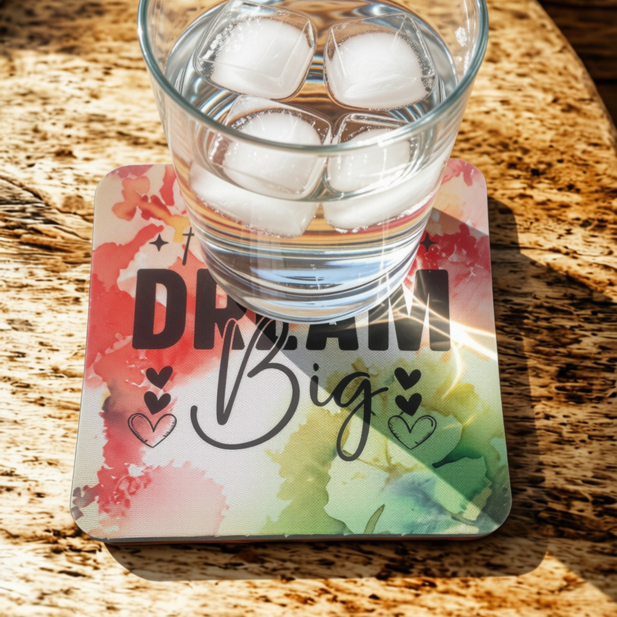Always Dream Big Neoprene Coaster | 4 x 4 Inch Inspirational Drink Coaster | Non-Slip Coffee Mug Coaster | Desk & Home Decor | Motivational Gift
