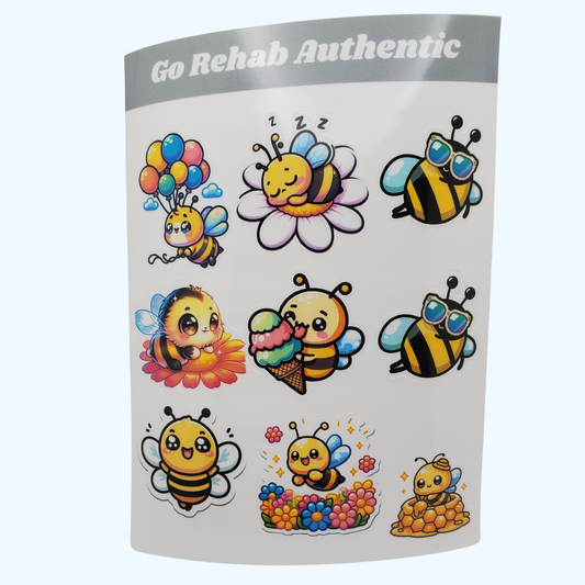 Bee Sticker Sheet with Laminate – Cute Bee Stickers, Honeybee Vinyl Stickers for Water Bottles & Laptops