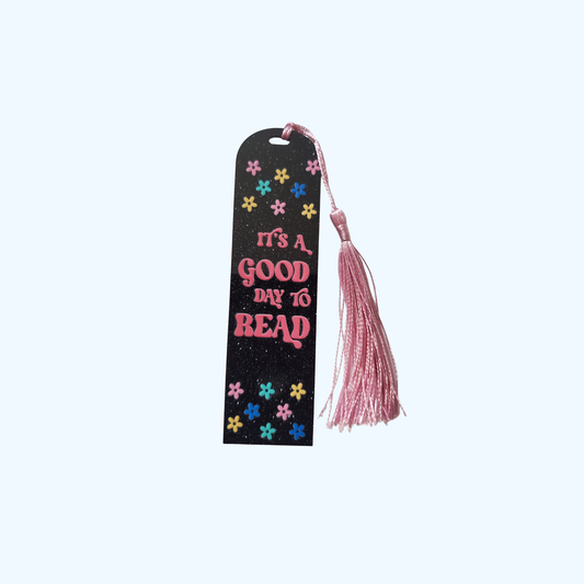 Custom Glitter Acrylic Bookmark – 4.72" x 1.3" | "IT’S A GOOD DAY TO READ"