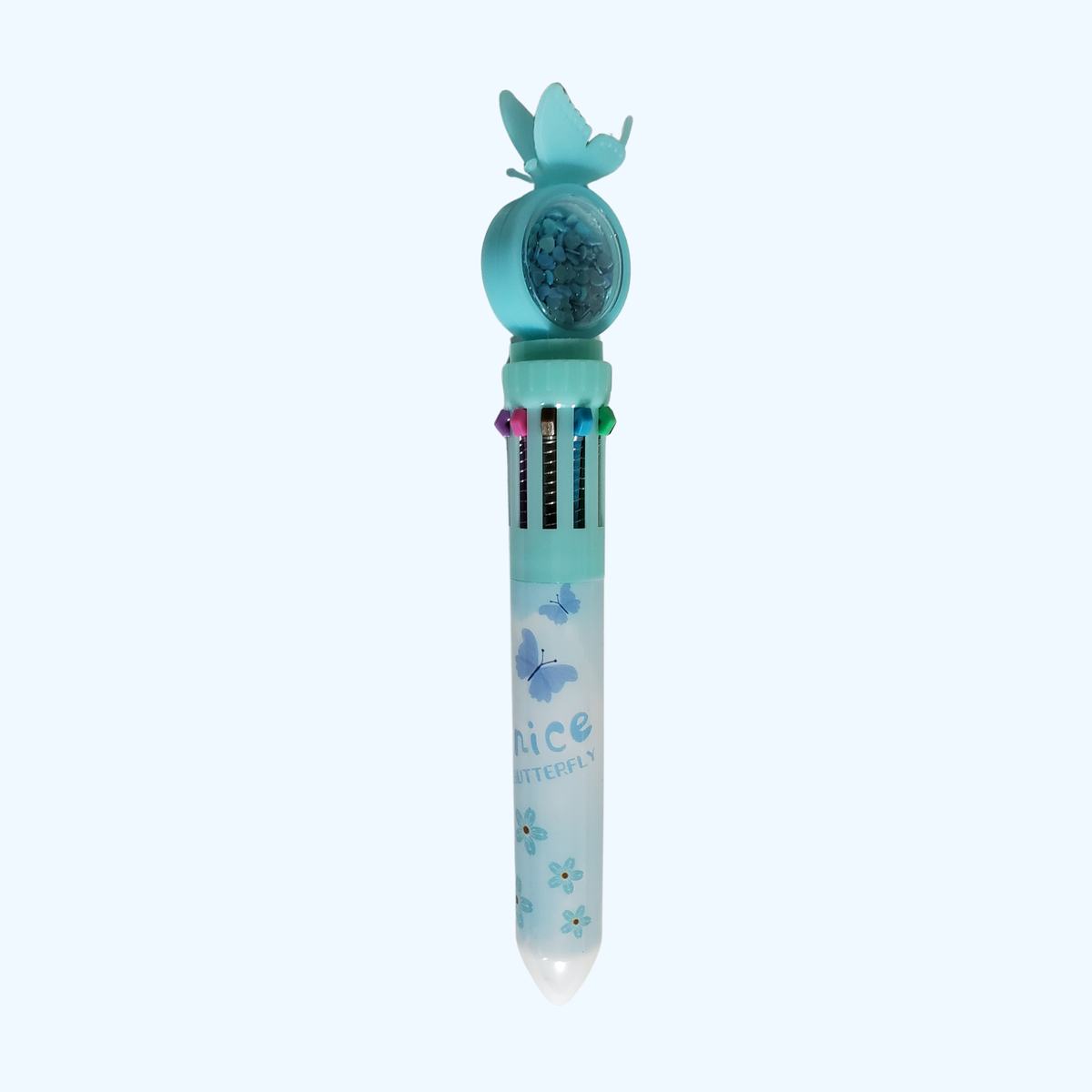 10 Inks Butterfly Pen – 10-Color Retractable Ballpoint Pen | Fun Multicolor Writing Pen for School, Office & Journaling