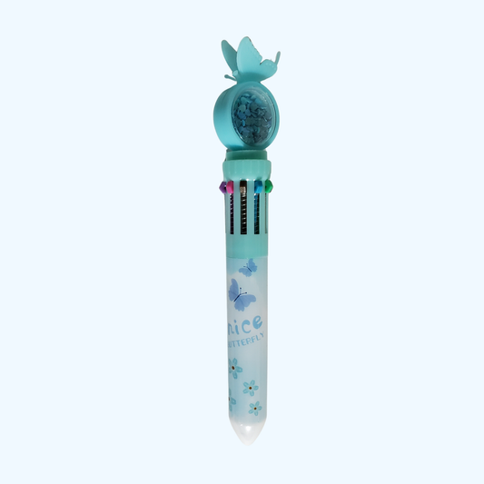 10 Inks Butterfly Pen – 10-Color Retractable Ballpoint Pen | Fun Multicolor Writing Pen for School, Office & Journaling