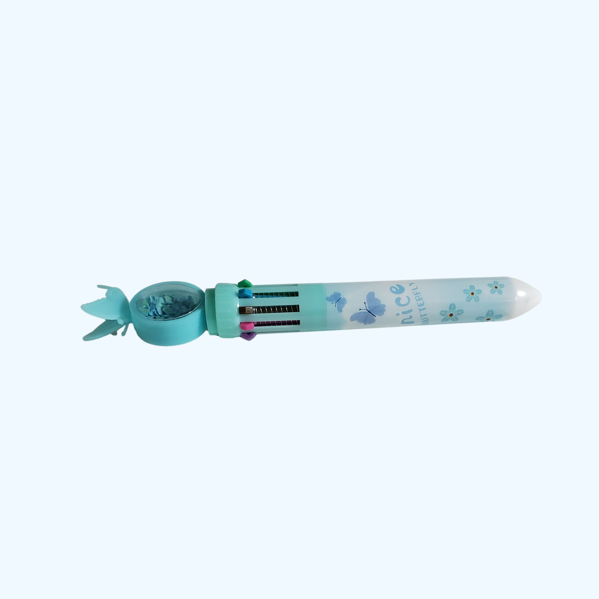 10 Inks Butterfly Pen – 10-Color Retractable Ballpoint Pen | Fun Multicolor Writing Pen for School, Office & Journaling