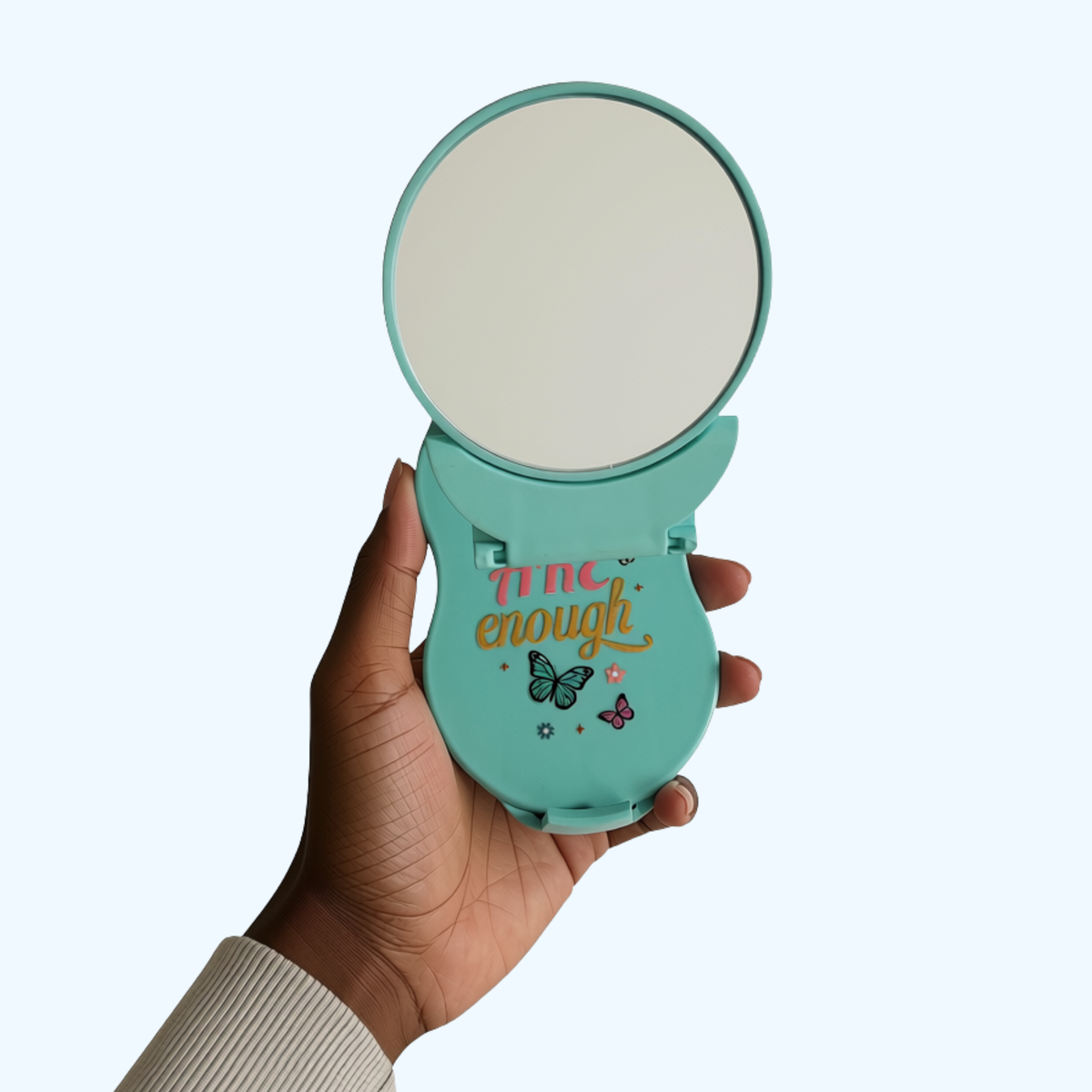 Green Foldable Phone Stand with Makeup Mirror – You Are Enough