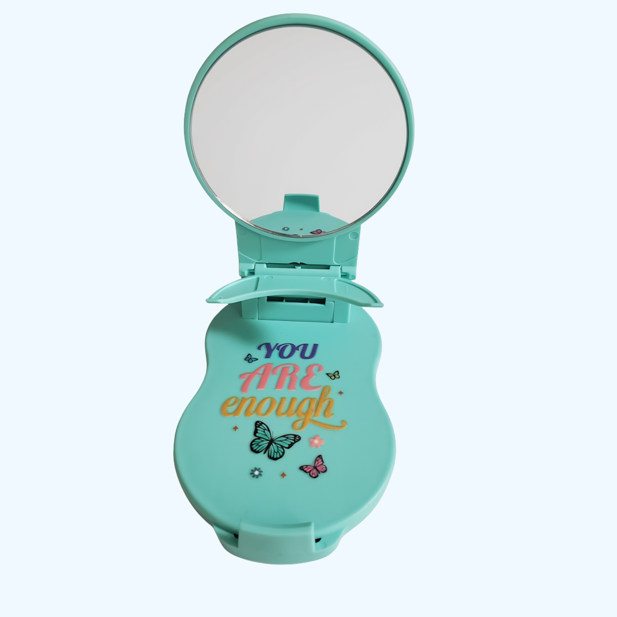 Green Foldable Phone Stand with Makeup Mirror – You Are Enough