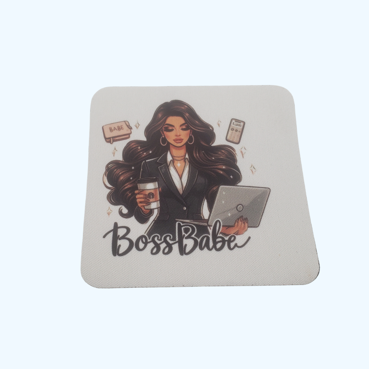 Boss Babe Neoprene Coaster | 4 x 4 Inch Drink Coaster | Cute Office Desk Accessory | Coffee Mug Coaster | Gift for Entrepreneurs