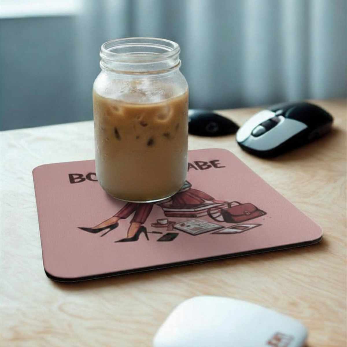Boss Babe Neoprene Coaster | 4 x 4 Inch Drink Coaster | Cute Office Desk Accessory | Coffee Mug Coaster | Gift for Entrepreneurs