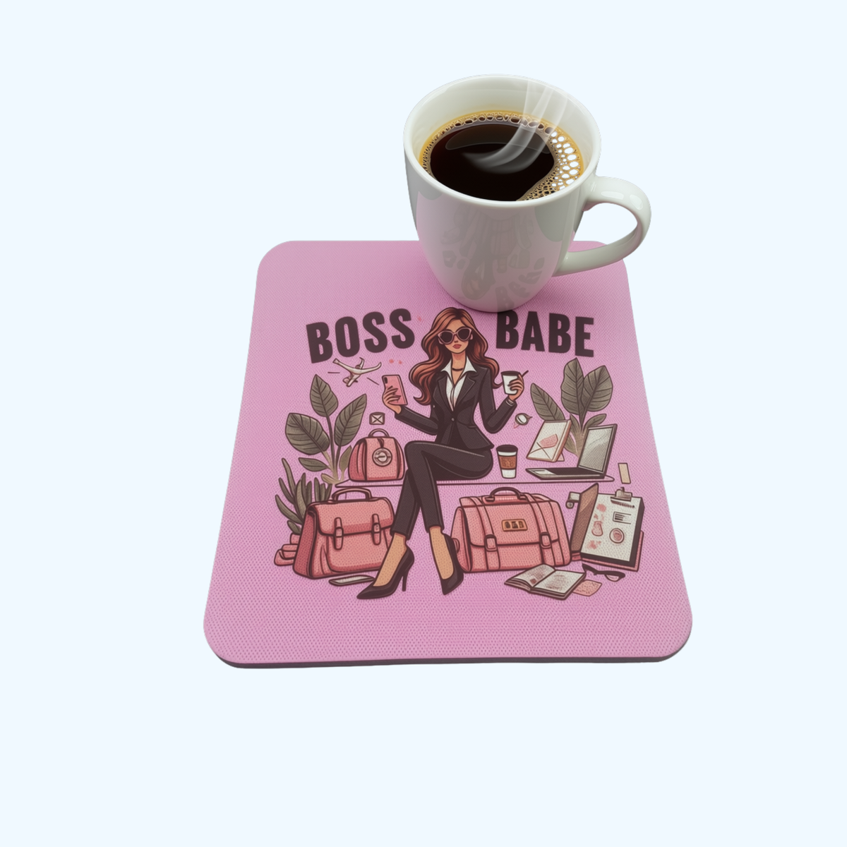 Boss Babe Neoprene Coaster | 4 x 4 Inch Drink Coaster | Cute Office Desk Accessory | Coffee Mug Coaster | Gift for Entrepreneurs