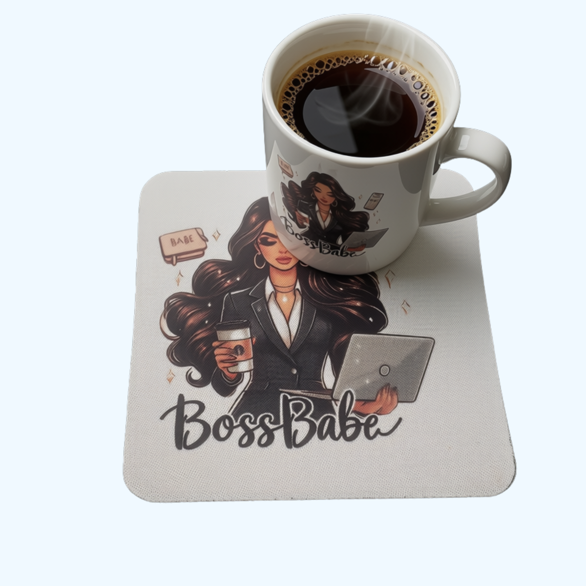 Boss Babe Neoprene Coaster | 4 x 4 Inch Drink Coaster | Cute Office Desk Accessory | Coffee Mug Coaster | Gift for Entrepreneurs