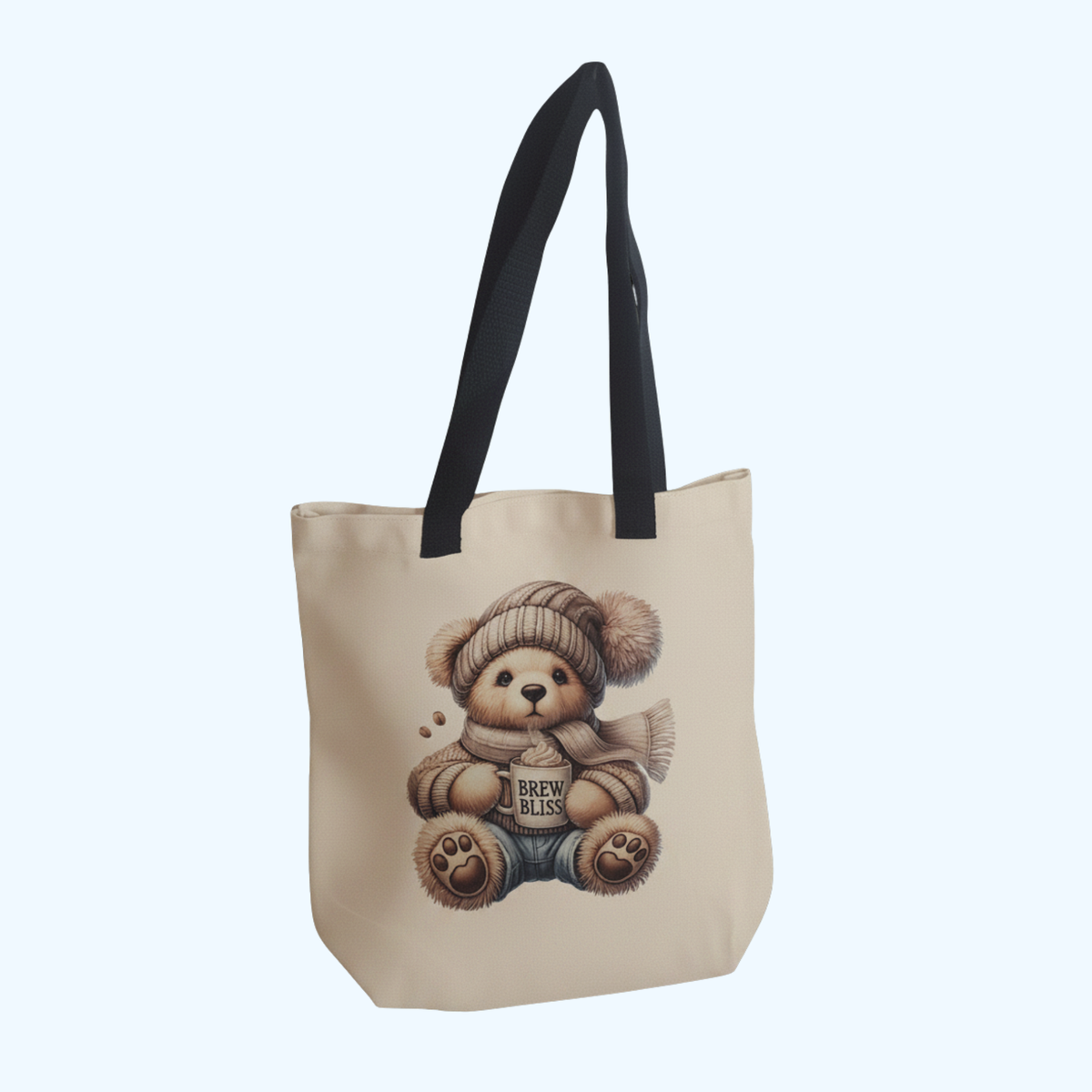 Brew Bliss Tote Bag | Coffee Lover Tote Bag | 13.5" x 14" 100% Polyester Reusable Tote