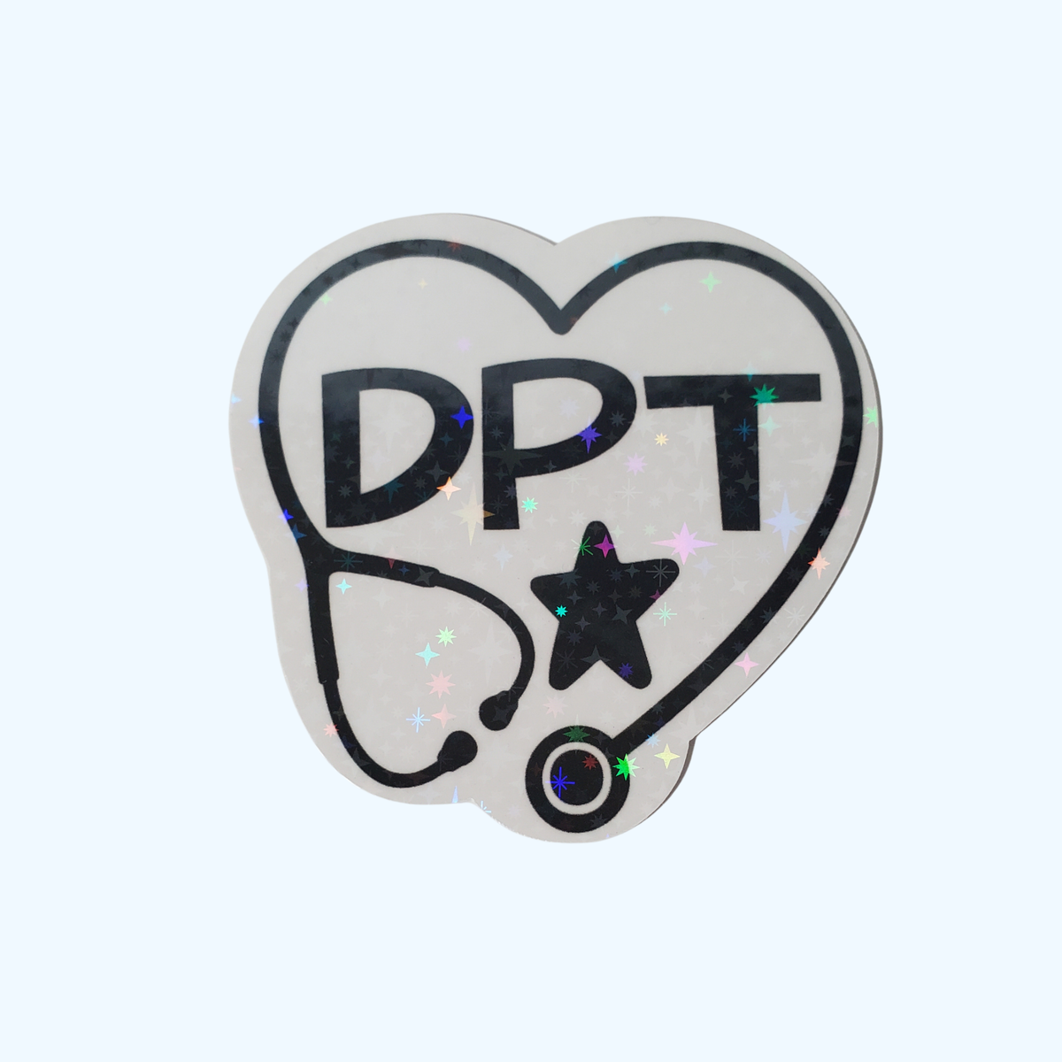 Doctor of Physical Therapy Sticker – Heart Stethoscope Holographic DPT Sticker