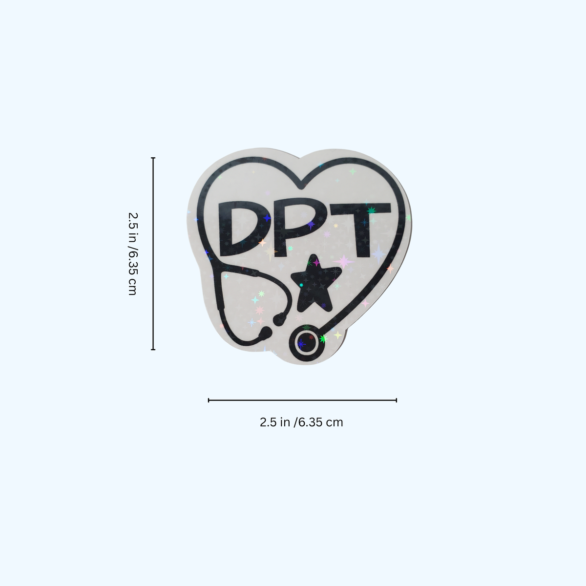Doctor of Physical Therapy Sticker – Heart Stethoscope Holographic DPT Sticker