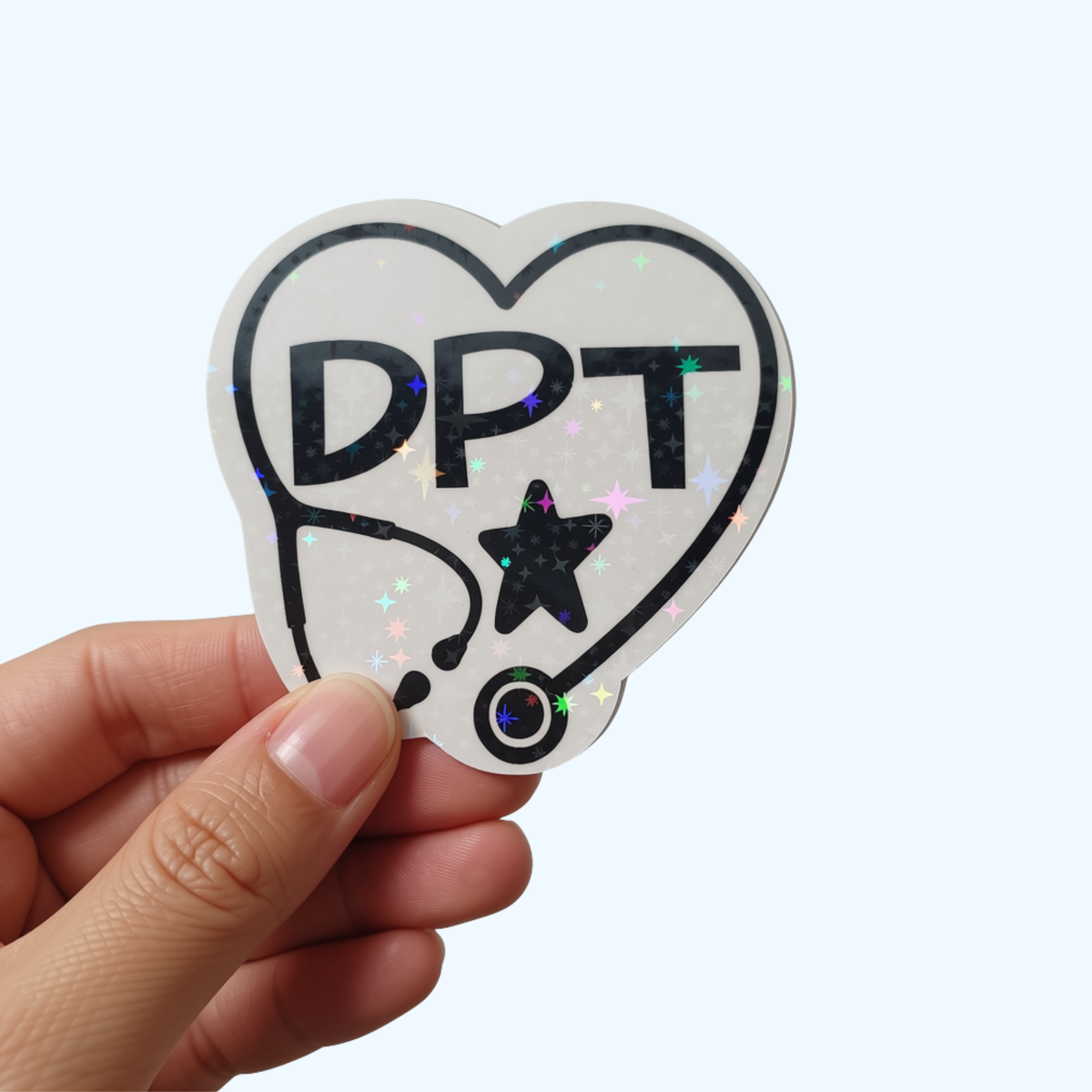 Doctor of Physical Therapy Sticker – Heart Stethoscope Holographic DPT Sticker