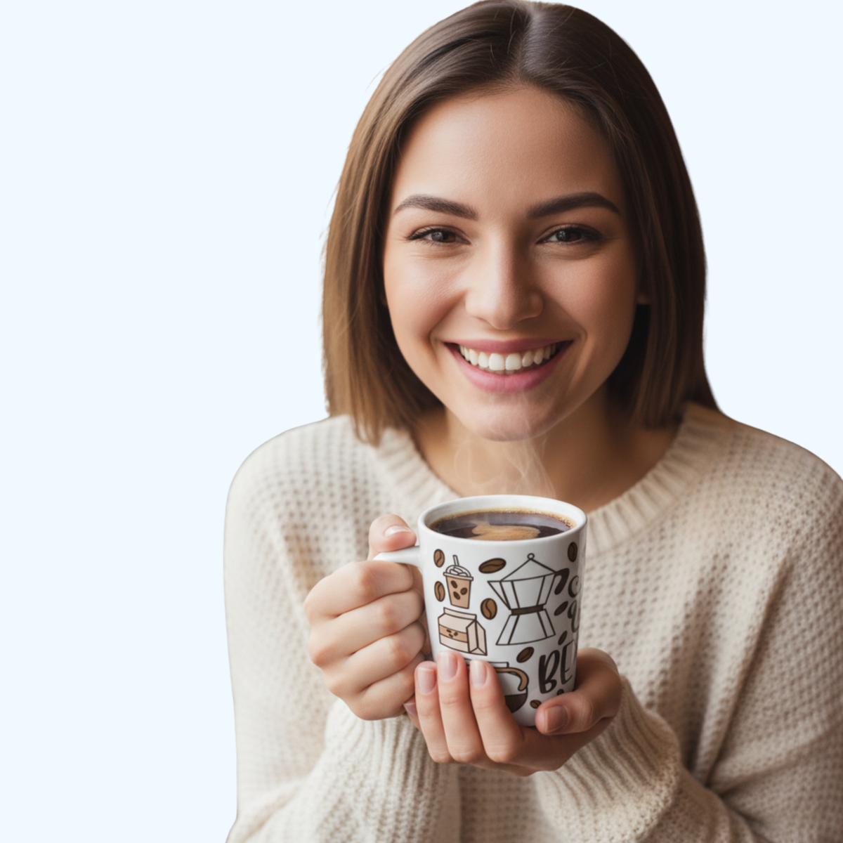 Drink Coffee Be Happy 15 oz Ceramic Mug | Inspirational Coffee Mug