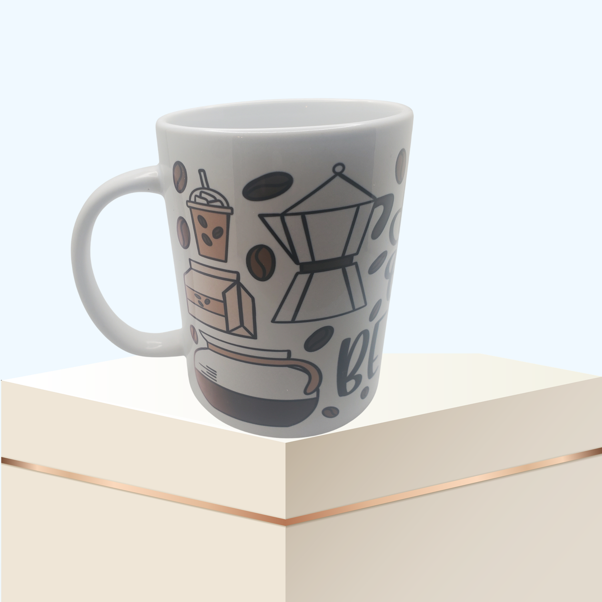 Drink Coffee Be Happy 15 oz Ceramic Mug | Inspirational Coffee Mug