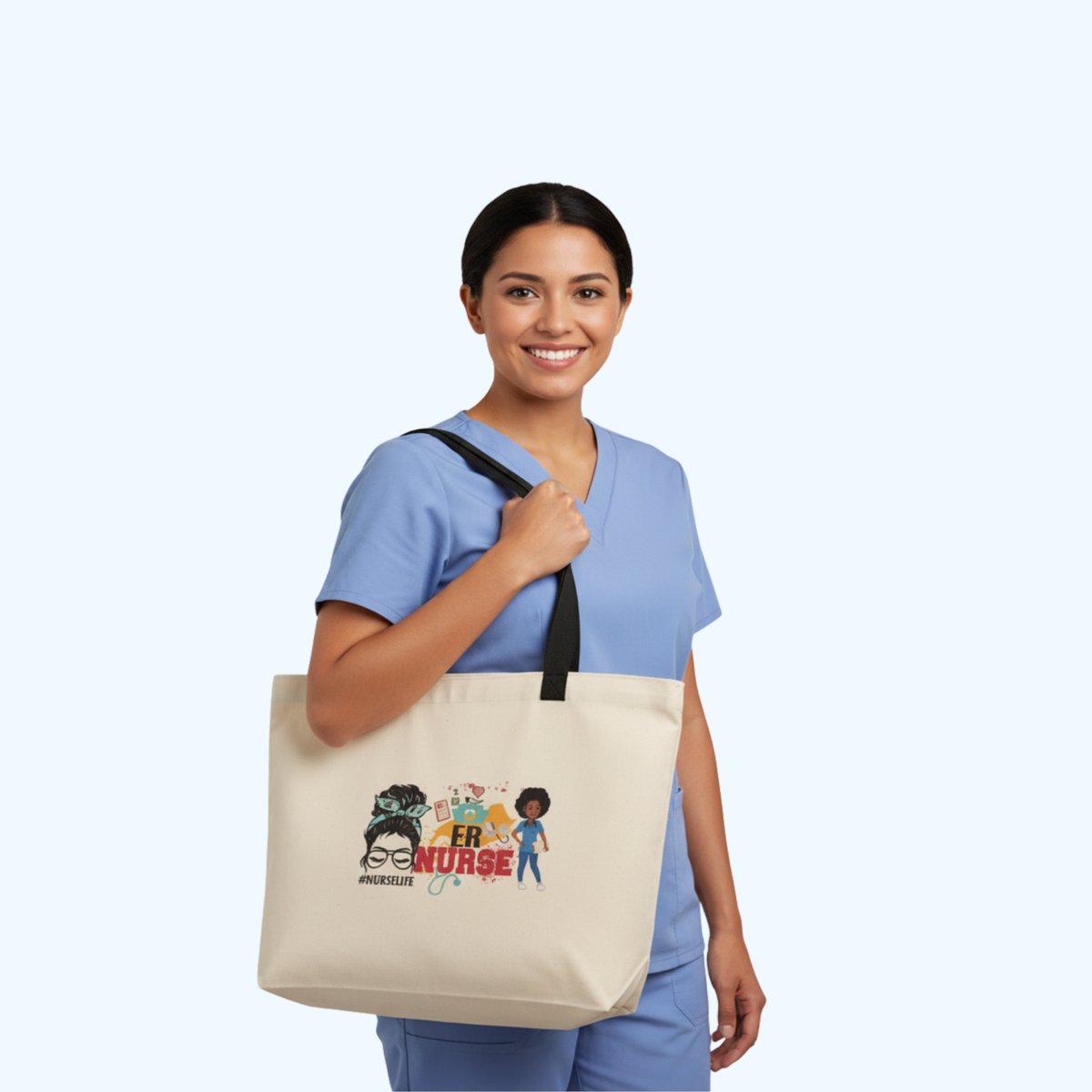 19" x 14" ER Nurse Tote Bag – Emergency Room Nurse Gift Canvas Carryall for Work & Everyday Use