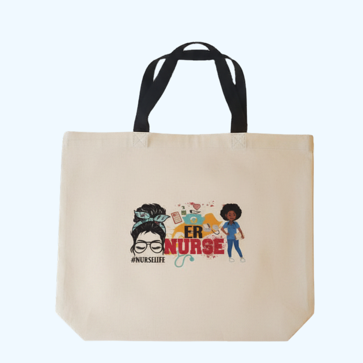 19" x 14" ER Nurse Tote Bag – Emergency Room Nurse Gift Canvas Carryall for Work & Everyday Use