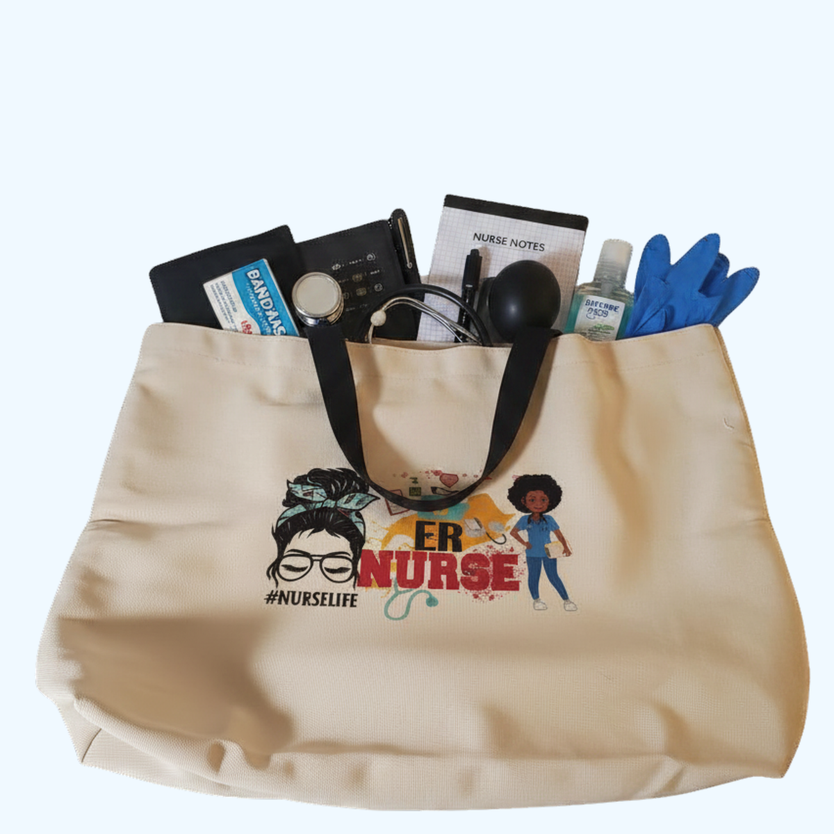 19" x 14" ER Nurse Tote Bag – Emergency Room Nurse Gift Canvas Carryall for Work & Everyday Use