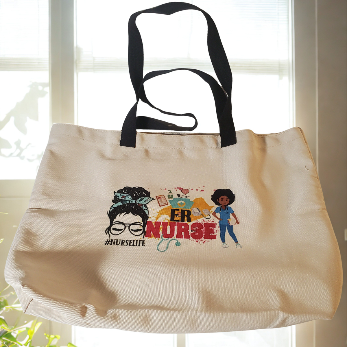19" x 14" ER Nurse Tote Bag – Emergency Room Nurse Gift Canvas Carryall for Work & Everyday Use