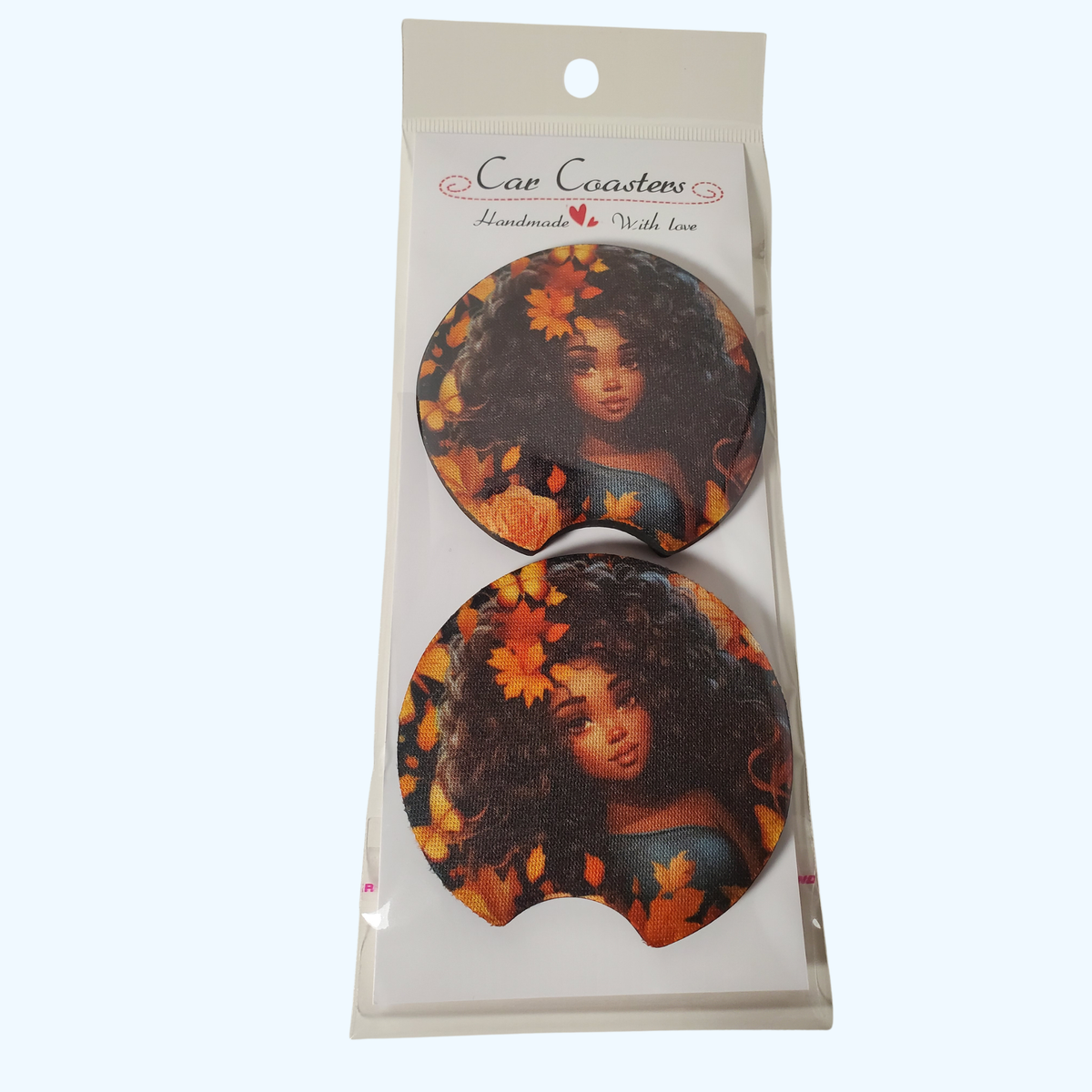 Fall Girl Car Coaster – 2.75" Neoprene Autumn Cup Holder Coaster
