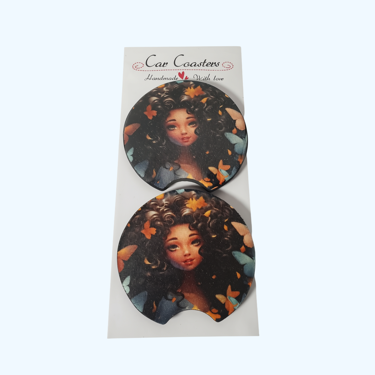 Fall Girl Car Coaster – 2.75" Neoprene Autumn Cup Holder Coaster