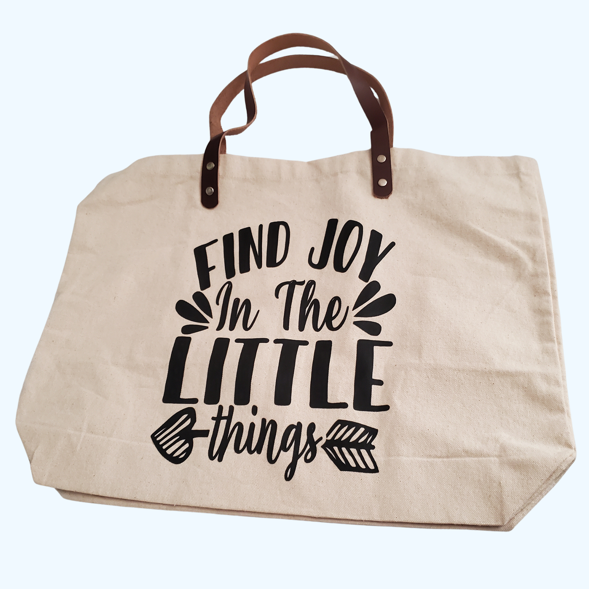 Find Joy in the Little Things – Large Genuine Leather Strap Bag