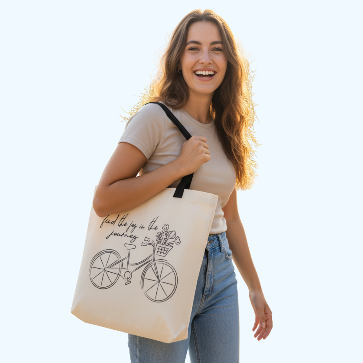 Find the Joy in the Journey Tote Bag | 13.5" x 14" Polyester Inspirational Reusable Shopping Bag