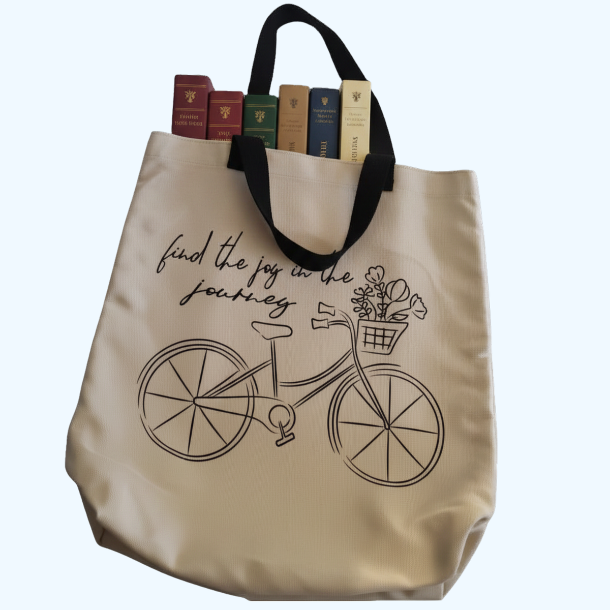 Find the Joy in the Journey Tote Bag | 13.5" x 14" Polyester Inspirational Reusable Shopping Bag