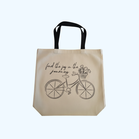 Find the Joy in the Journey Tote Bag | 13.5" x 14" Polyester Inspirational Reusable Shopping Bag