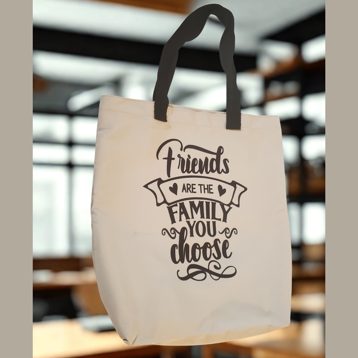Friends Are the Family You Choose Polyester Tote Bag – 13.5" x 14" Reusable Tote
