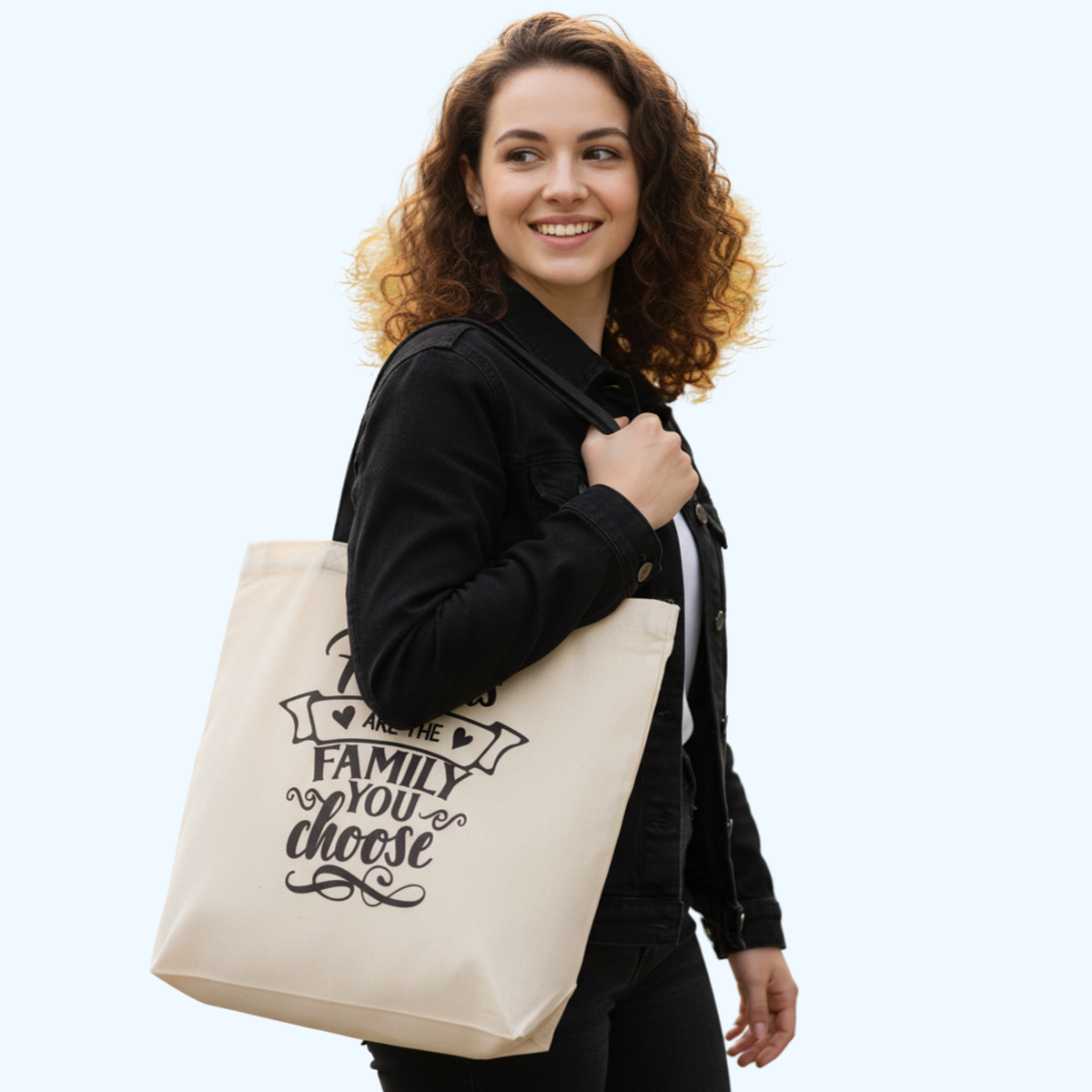Friends Are the Family You Choose Polyester Tote Bag – 13.5" x 14" Reusable Tote