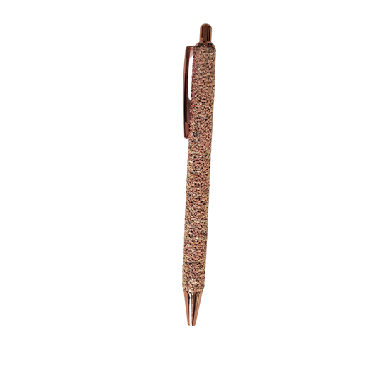 Glitter Gel Rollerball Pen – Retractable Metal Pen with Black Ink, 1.0mm Medium Point, Sequin Embellished