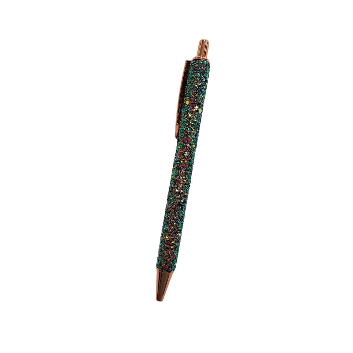 Glitter Gel Rollerball Pen – Retractable Metal Pen with Black Ink, 1.0mm Medium Point, Sequin Embellished