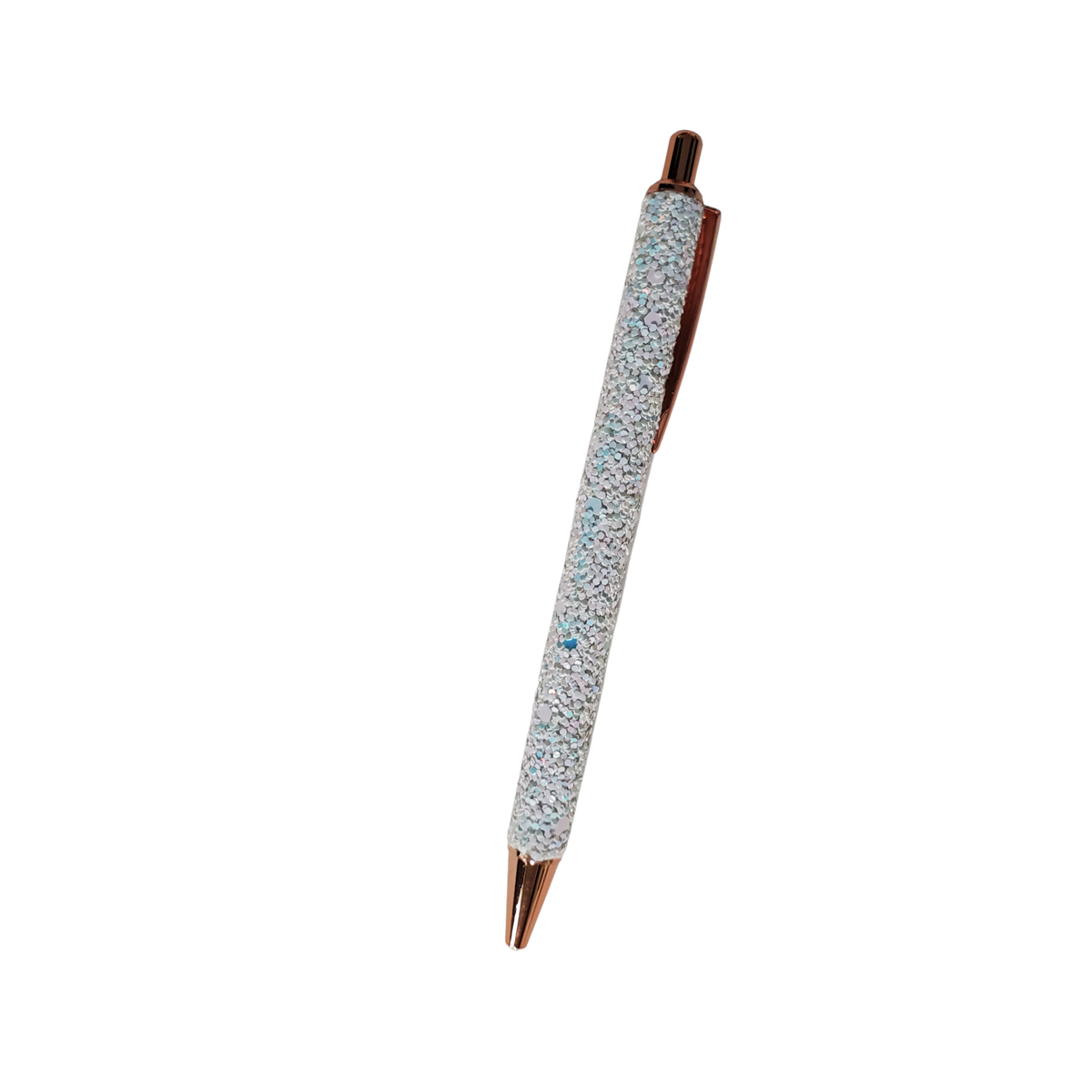 Glitter Gel Rollerball Pen – Retractable Metal Pen with Black Ink, 1.0mm Medium Point, Sequin Embellished