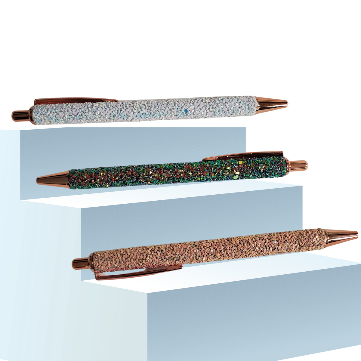 Glitter Gel Rollerball Pen – Retractable Metal Pen with Black Ink, 1.0mm Medium Point, Sequin Embellished