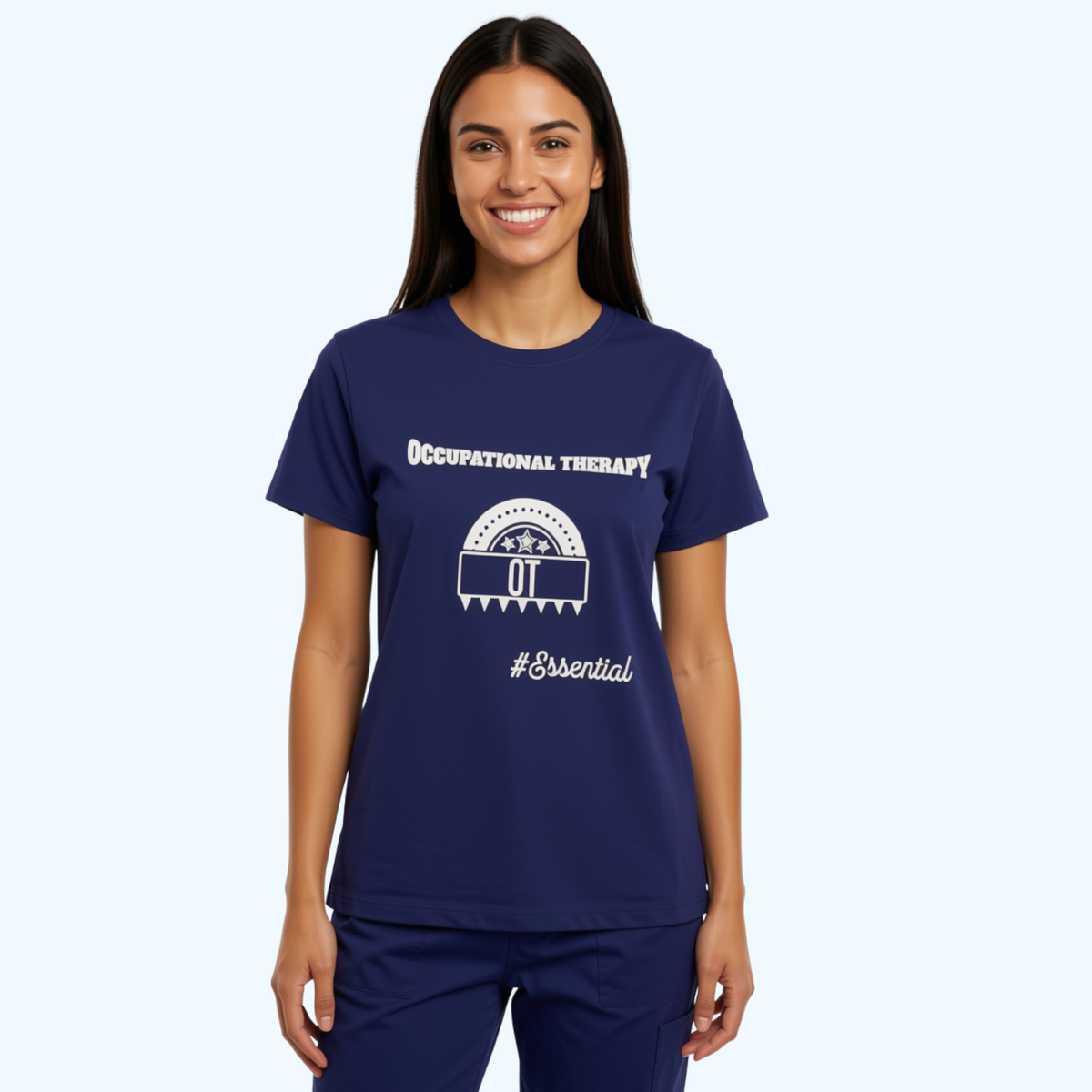 Women’s Occupational Therapy Hanes Essential T-Shirt – Navy 100% Cotton