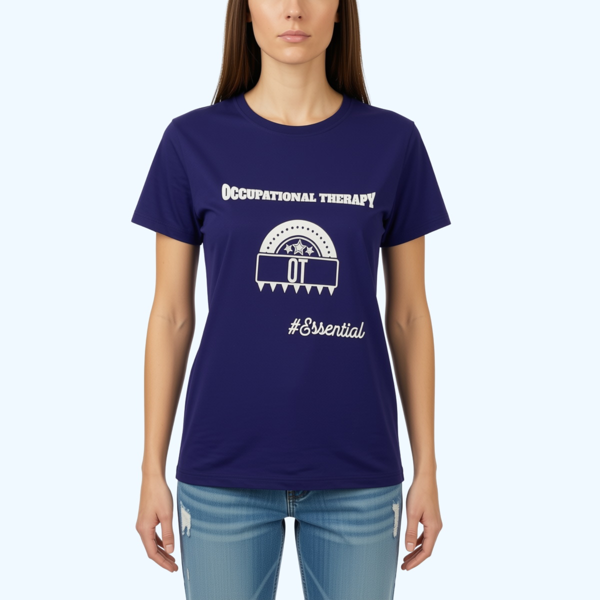 Women’s Occupational Therapy Hanes Essential T-Shirt – Navy 100% Cotton
